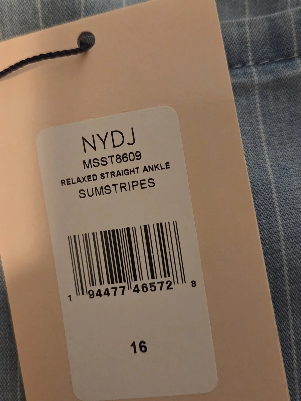 Brand New- NYDJ Relaxed Straight Light Blue with stripes 100% Lyocell Jeans - Picture 3 of 12